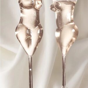 THE LADY GLASS CUP SET OF 2 - HANDBLOWN Elegant Nude Female Form Glass